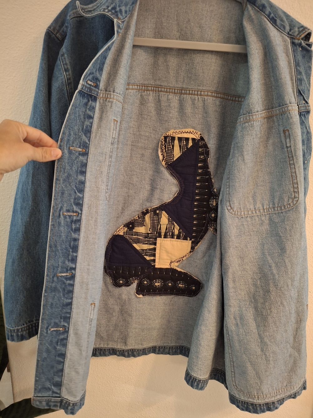 Fisherman Aesthetic Denim Shacket with Pelican Needlepoint - Picture 4 of 8